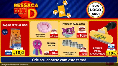 Modelo de TV para TV Horizontal com o tema Ressaca Dia D para Pet Shop