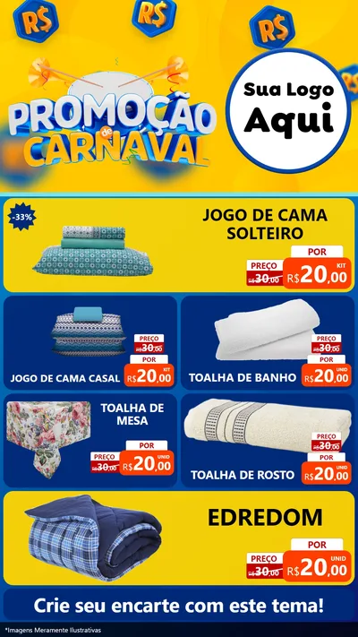 Modelo de TV para TV Vertical com o tema Promoção de Carnaval para Cama, Mesa e Banho
