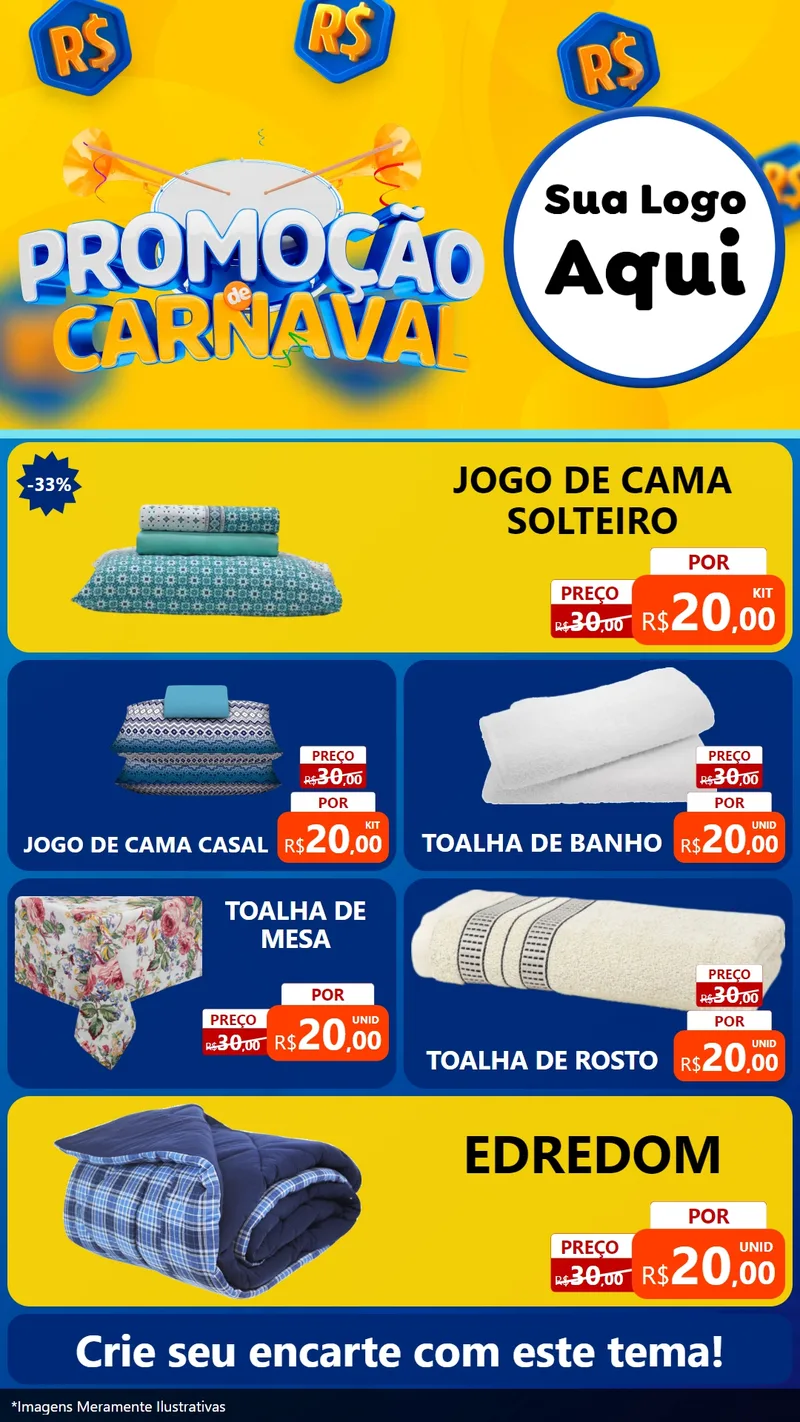 Modelo de TV para TV Vertical com o tema Promoção de Carnaval para Cama, Mesa e Banho
