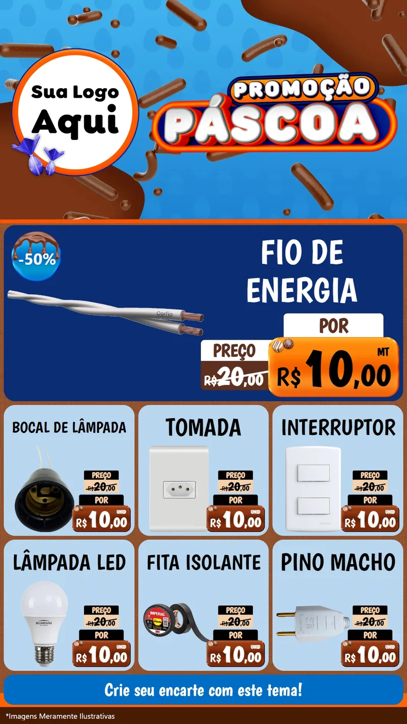 Modelo de Rede Social para Stories com o tema Promoção Páscoa para Materiais Elétricos