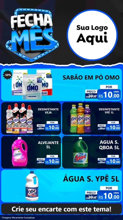 Modelo de TV para TV Vertical com o tema Fecha Mês para Produtos de Limpeza