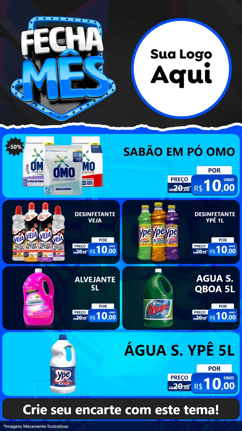 Modelo de TV para TV Vertical com o tema Fecha Mês para Produtos de Limpeza
