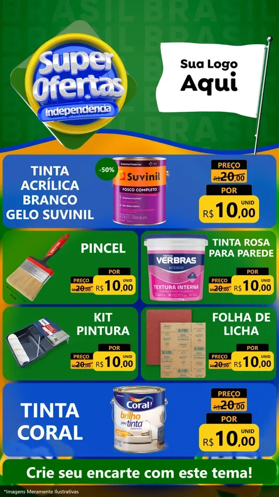 Modelo de TV para TV Vertical com o tema Super Ofertas de Independência para Tintas e Ferramentas
