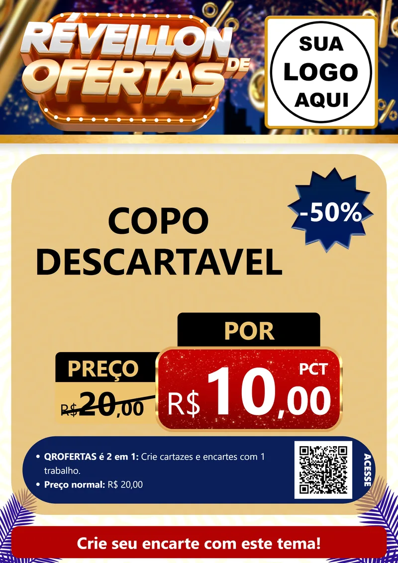 Modelo de Cartaz para Cartaz A4 Vertical com o tema Réveillon de Ofertas para Embalagens