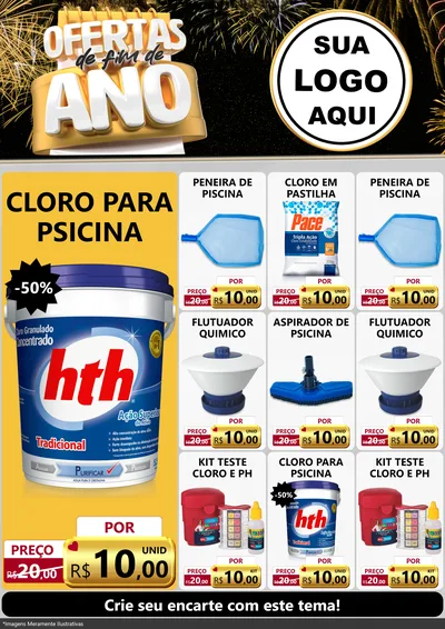 Modelo de Encarte para Encarte A4 Vertical com o tema Ofertas de Fim de Ano para Produtos para Piscina