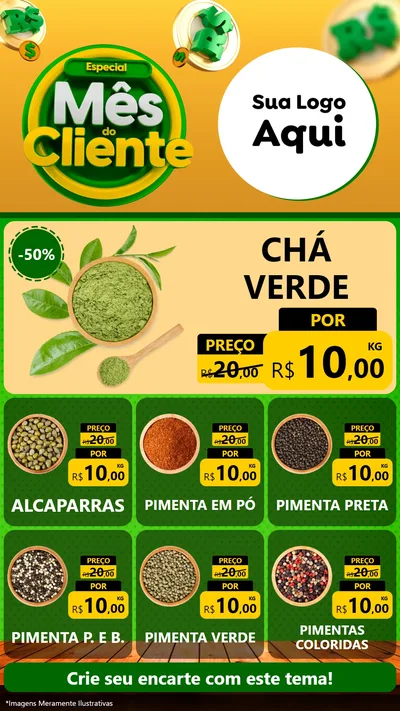 Modelo de Rede Social para Stories com o tema Especial Mês do Cliente para Produtos Naturais