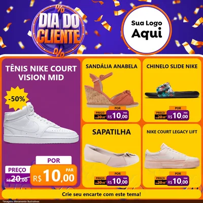 Modelo de Rede Social para Feed Facebook com o tema Dia do Cliente para Calçados