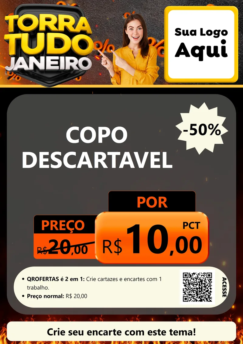 Modelo de Cartaz para Cartaz A4 Vertical com o tema Torra Tudo Janeiro para Embalagens