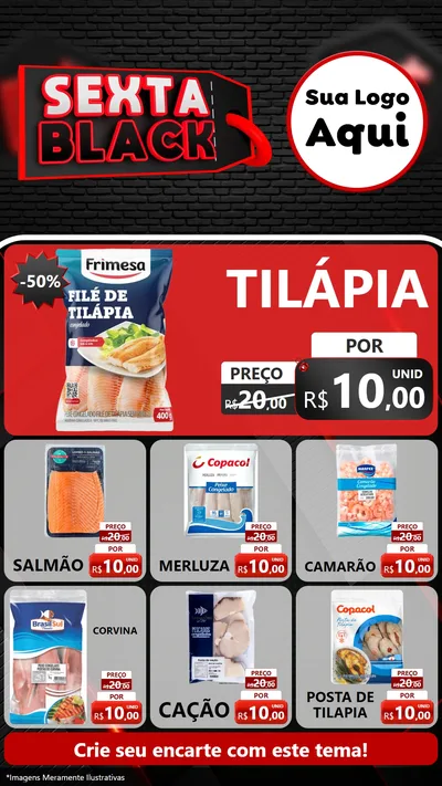 Modelo de Rede Social para Stories com o tema Sexta Black para Peixaria
