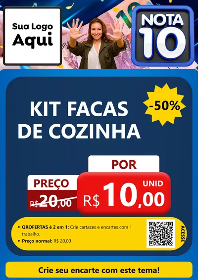 Modelo de Cartaz para Cartaz A4 Vertical com o tema Nota 10 para Utilidades Domésticas