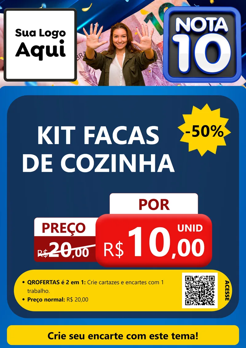 Modelo de Cartaz para Cartaz A4 Vertical com o tema Nota 10 para Utilidades Domésticas