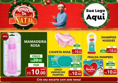 Modelo de Encarte para Encarte A4 Horizontal com o tema Promoção de Natal para Bebês