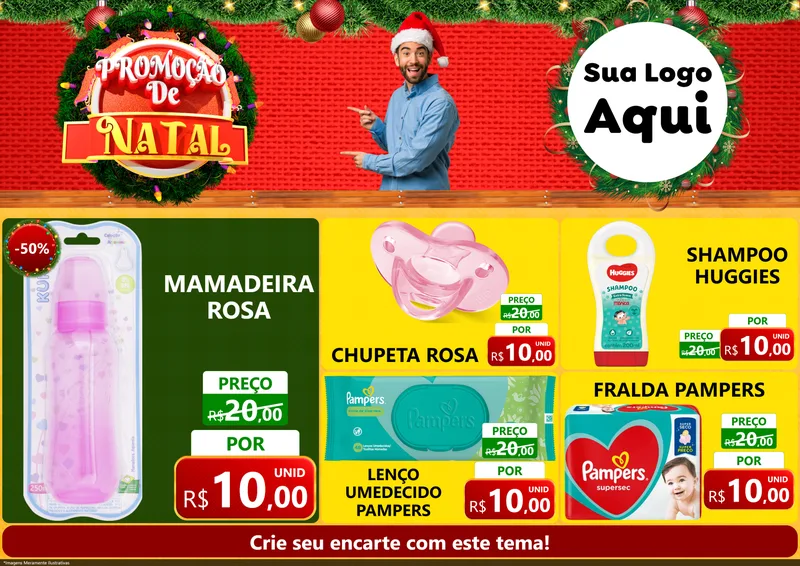 Modelo de Encarte para Encarte A4 Horizontal com o tema Promoção de Natal para Bebês