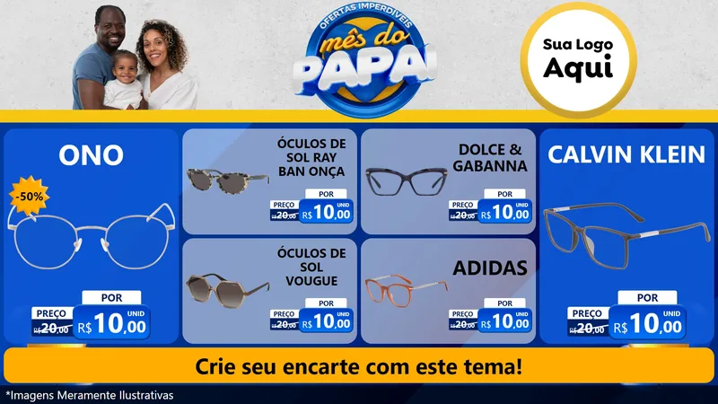 Modelo de TV para TV Horizontal com o tema Ofertas Imperdíveis Mês Do Papai para Óticas