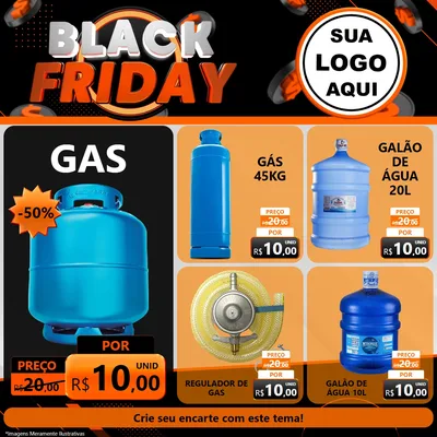 Modelo de Rede Social para Feed Facebook com o tema Black Friday para Água e gás