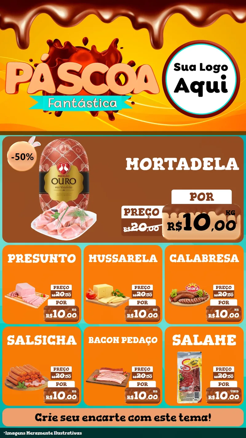 Modelo de Rede Social para Stories com o tema Páscoa Fantástica para Frios e Laticínios