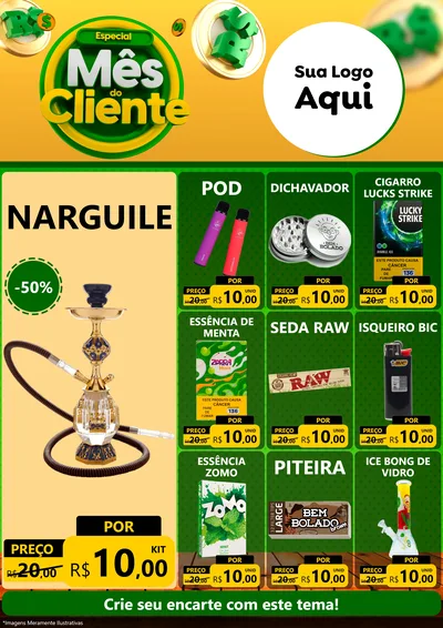 Modelo de Encarte para Encarte A4 Vertical com o tema Especial Mês do Cliente para Tabacaria
