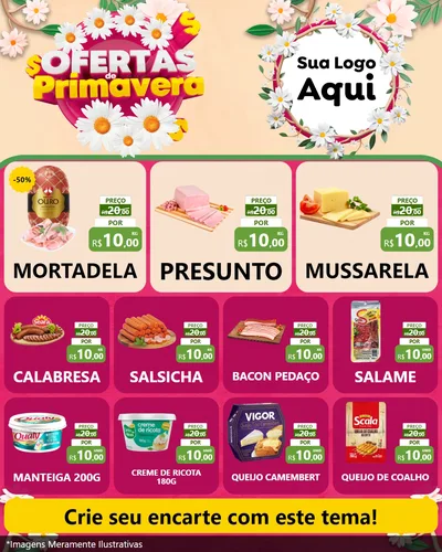 Modelo de Rede Social para Feed Instagram com o tema Ofertas de Primavera para Frios e Laticínios