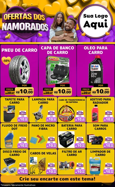 Modelo de Encarte para Encarte Grande com o tema Oferta Dos Namorados para Auto peças