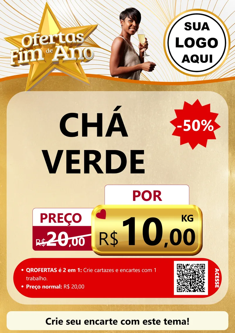 Modelo de Cartaz para Cartaz A4 Vertical com o tema Ofertas Fim de Ano para Produtos Naturais