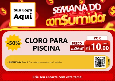 Modelo de Cartaz para Cartaz A4 Horizontal com o tema Semana do Consumidor para Produtos para Piscina