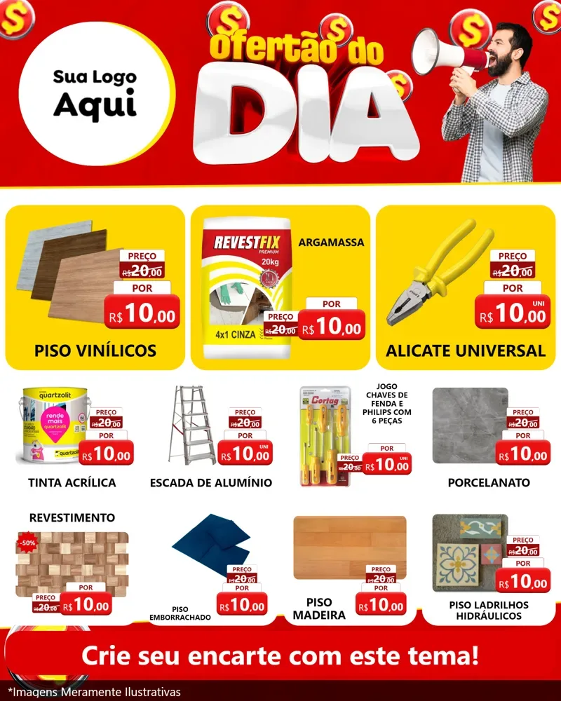 Modelo de Rede Social para Feed Instagram com o tema Ofertão do dia para Material para Construção