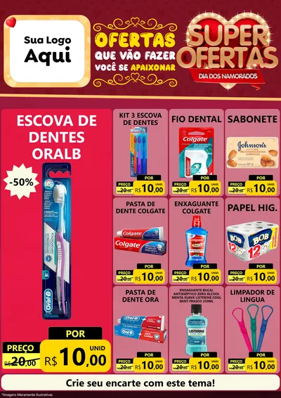 Modelo de Encarte para Encarte A4 Vertical com o tema Dia dos Namorados para Higiene Pessoal