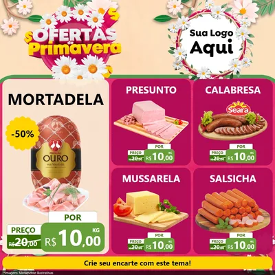 Modelo de Rede Social para Feed Facebook com o tema Ofertas de Primavera para Frios e Laticínios