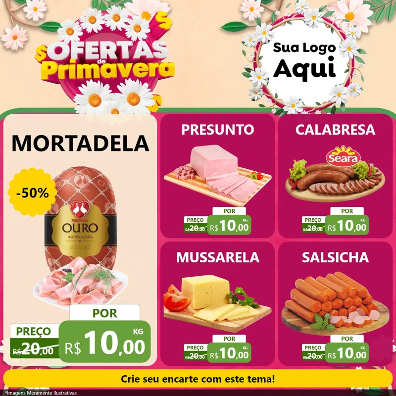 Modelo de Rede Social para Feed Facebook com o tema Ofertas de Primavera para Frios e Laticínios