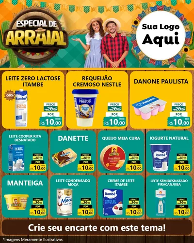 Modelo de Rede Social para Feed Instagram com o tema Especial De Arraial para Frios e Laticínios