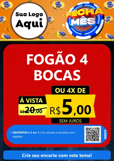 Modelo de Cartaz para Cartaz A4 Vertical com o tema Fecha Mês para Móveis e Eletro