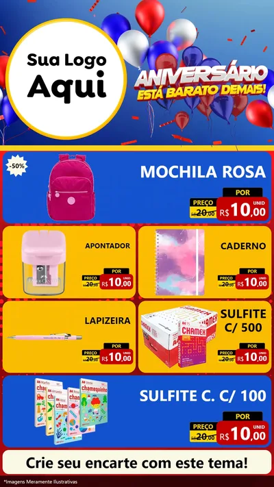 Modelo de TV para TV Vertical com o tema Aniversário para Papelaria