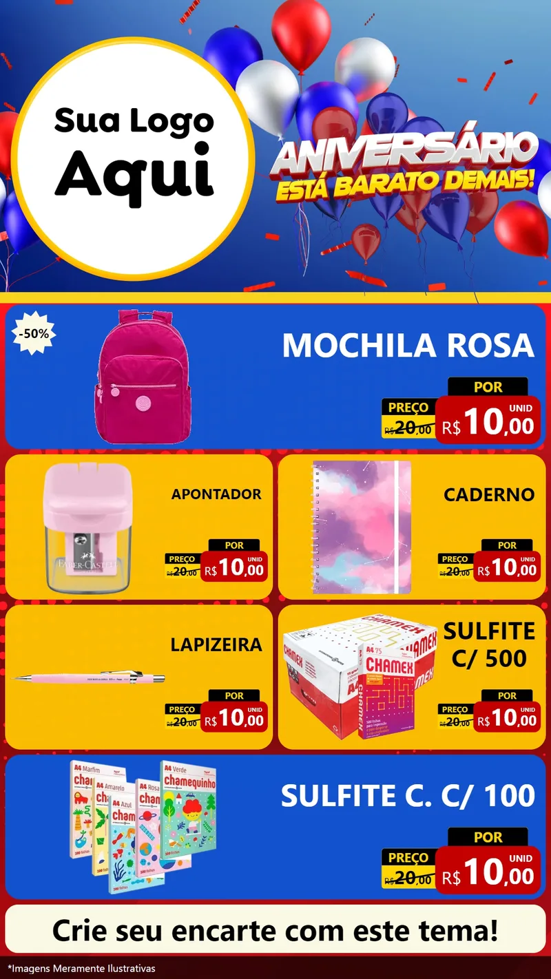 Modelo de TV para TV Vertical com o tema Aniversário para Papelaria