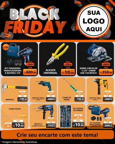 Modelo de Rede Social para Feed Instagram com o tema Black Friday para Maquinas e Ferramentas