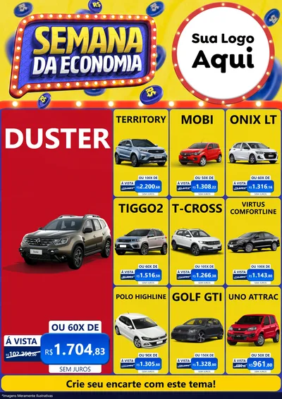Modelo de Encarte para Encarte A4 Vertical com o tema Semana da Economia para Concessionaria de Carros