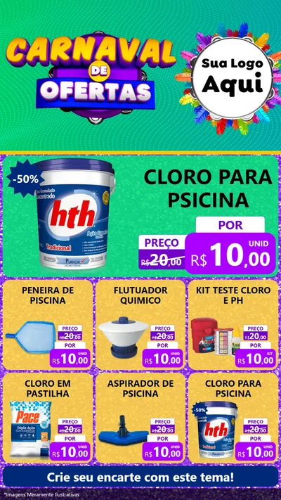 Modelo de Rede Social para Stories com o tema Carnaval de Ofertas para Produtos para Piscina