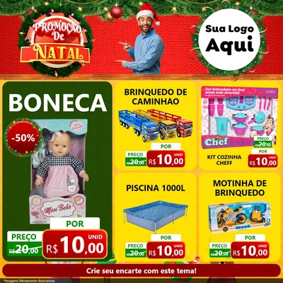 Modelo de Rede Social para Feed Facebook com o tema Promoção de Natal para Brinquedos