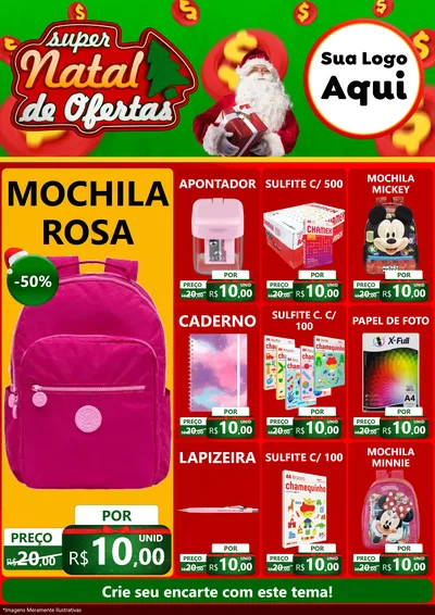 Modelo de Encarte para Encarte A4 Vertical com o tema Super Natal de Ofertas para Papelaria