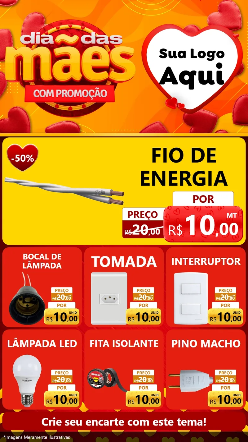 Modelo de Rede Social para Stories com o tema Dia das Mães com Promoção para Materiais Elétricos