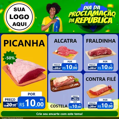 Modelo de Rede Social para Feed Facebook com o tema Dia Da Proclamação Da República para Açougue