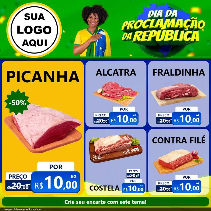 Modelo de Rede Social para Feed Facebook com o tema Dia Da Proclamação Da República para Açougue