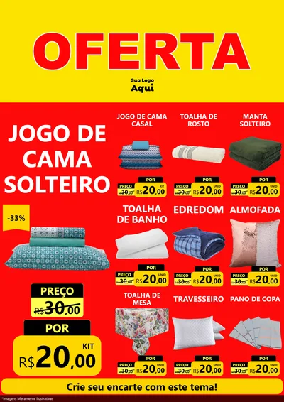 Modelo de Encarte para Encarte A4 Vertical com o tema OFERTA - Vermelho Cartaz para Cama, Mesa e Banho