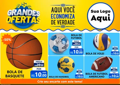 Modelo de Encarte para Encarte A4 Horizontal com o tema Grandes Ofertas para Artigos Esportivos