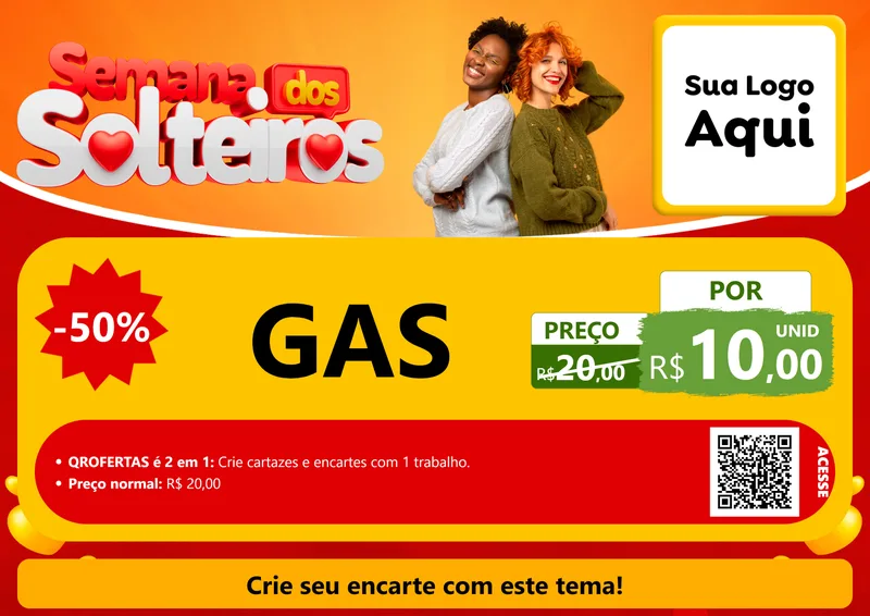 Modelo de Cartaz para Cartaz A4 Horizontal com o tema Semana dos Solteiros para Água e gás