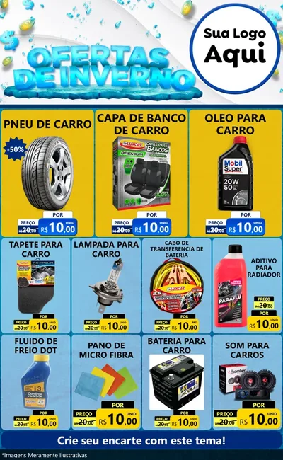 Modelo de Encarte para Encarte Grande com o tema Ofertas de Inverno para Auto peças