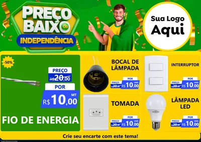 Modelo de Encarte para Encarte A4 Horizontal com o tema Preço Baixo de Independência para Materiais Elétricos