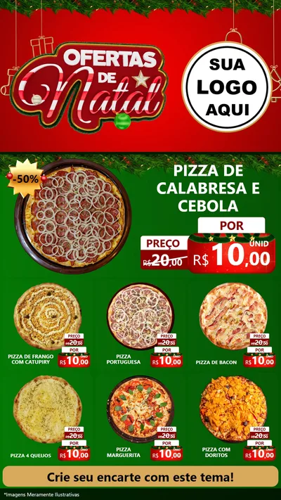 Modelo de Rede Social para Stories com o tema Ofertas de Natal para Pizzaria