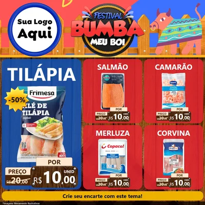 Modelo de Rede Social para Feed Facebook com o tema Festival Bumba Meu Boi para Peixaria