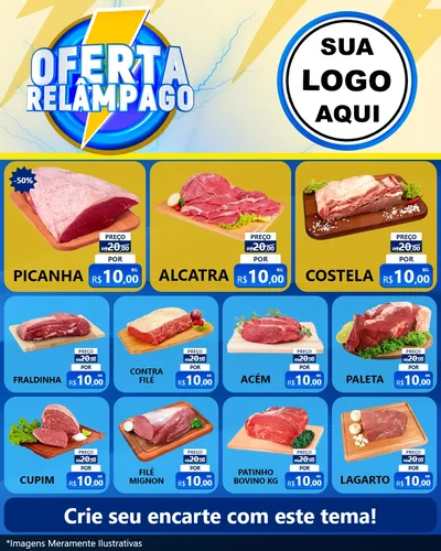 Modelo de Rede Social para Feed Instagram com o tema Oferta Relâmpago para Açougue