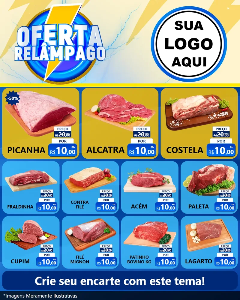 Modelo de Rede Social para Feed Instagram com o tema Oferta Relâmpago para Açougue